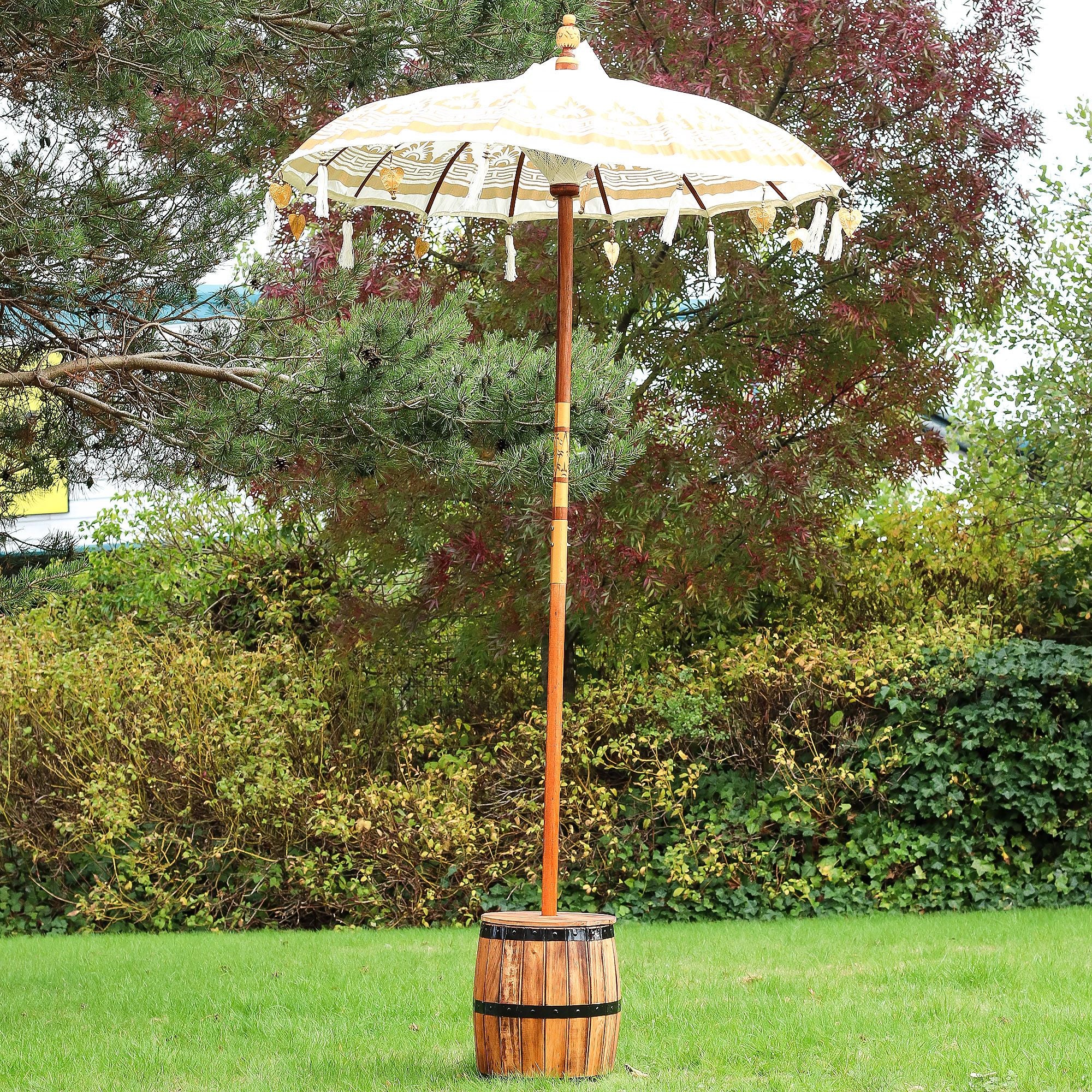 Parasol Patio Bali - Canfas - Addurn Naturiol - 1.5m - [Pebyll Cloch]