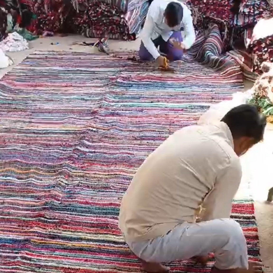 Half Moon Indian Rag Rug Flooring - [Bell Tents]