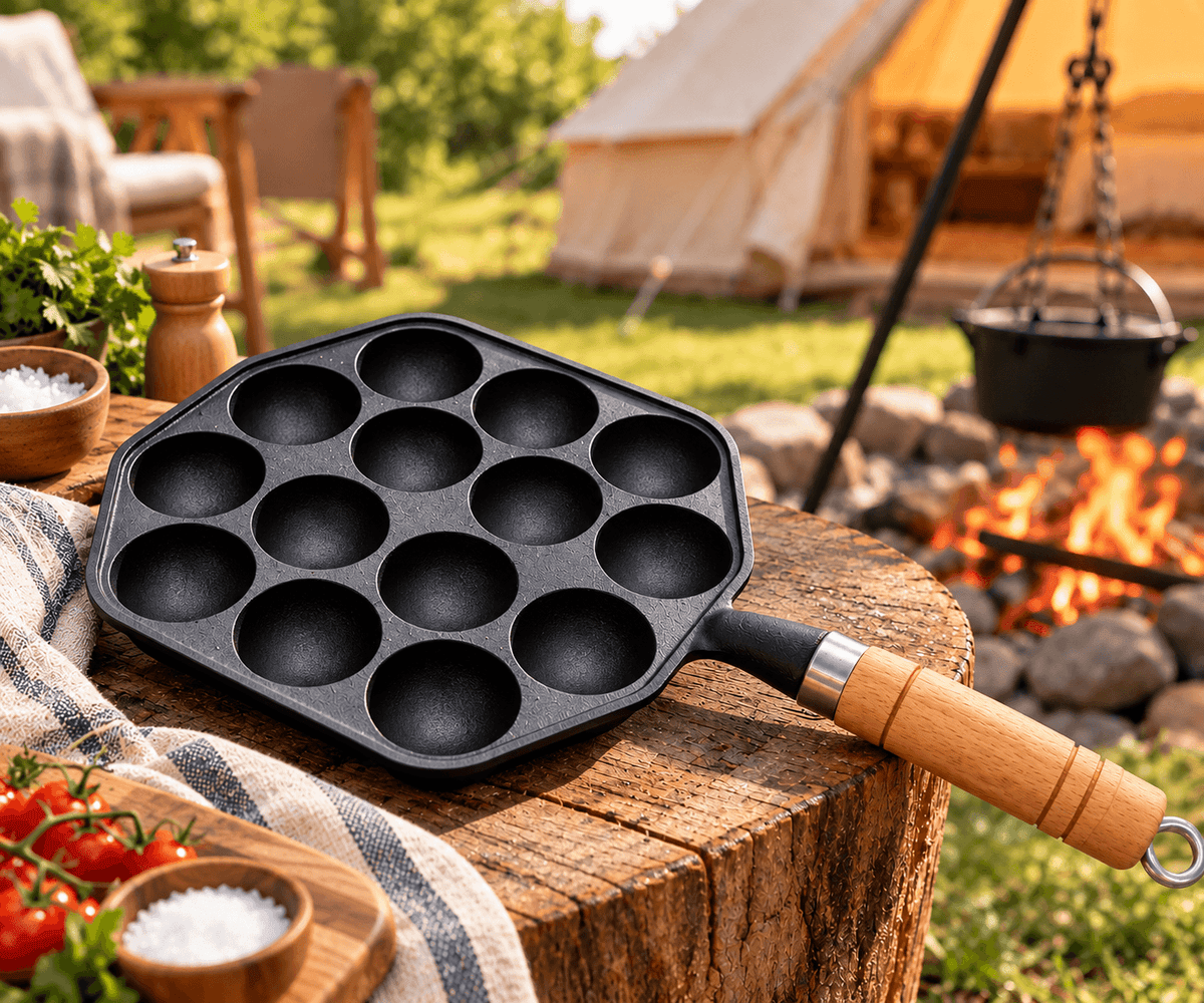 Cast Iron 14-Hole Campfire Cooking Pan