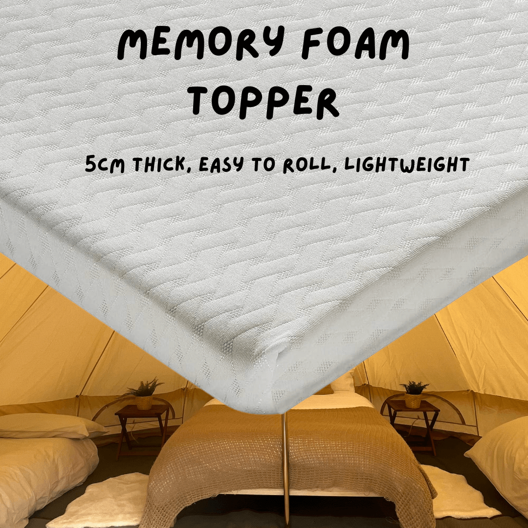 Ultra-Comfort Camping Bed: Lightweight Foldable Frame with Luxury Mattress &amp; Memory Foam Topper - [Bell Tents]