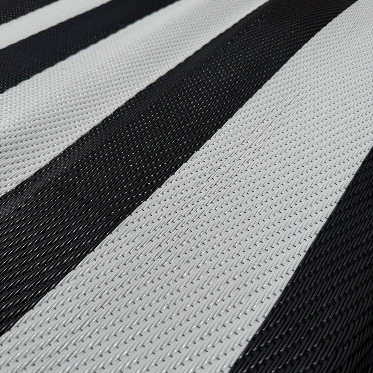 White &amp; Black Stripe Rectangular Camping Mats - [Bell Tents]