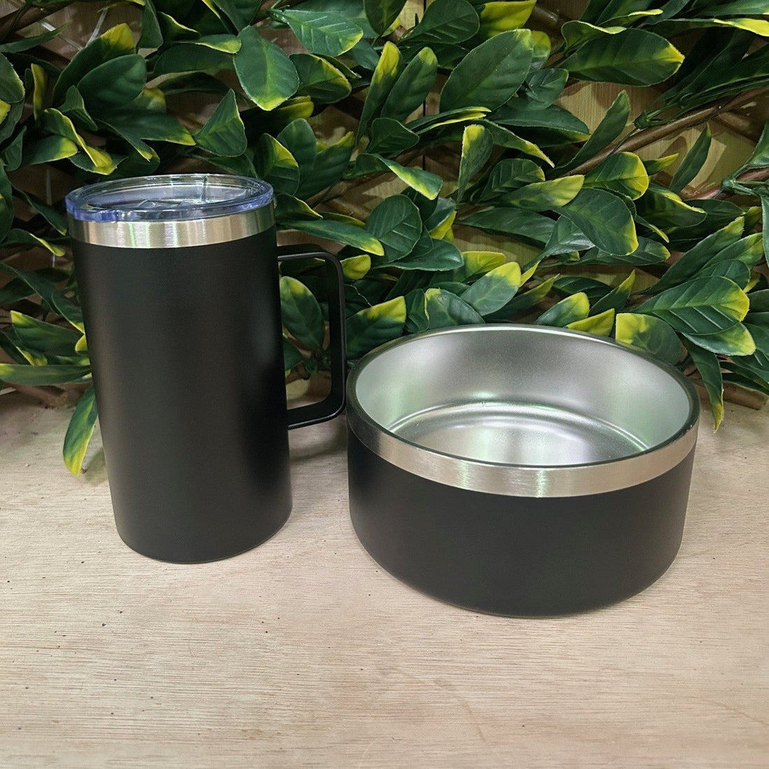 Stainless Steel Non-Slip Dog Bowl and Thermo mug - [Bell Tents]