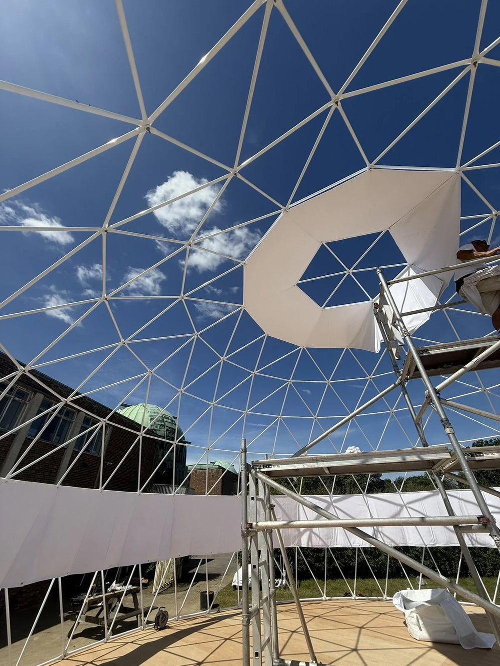 Geodesic dome installation photo