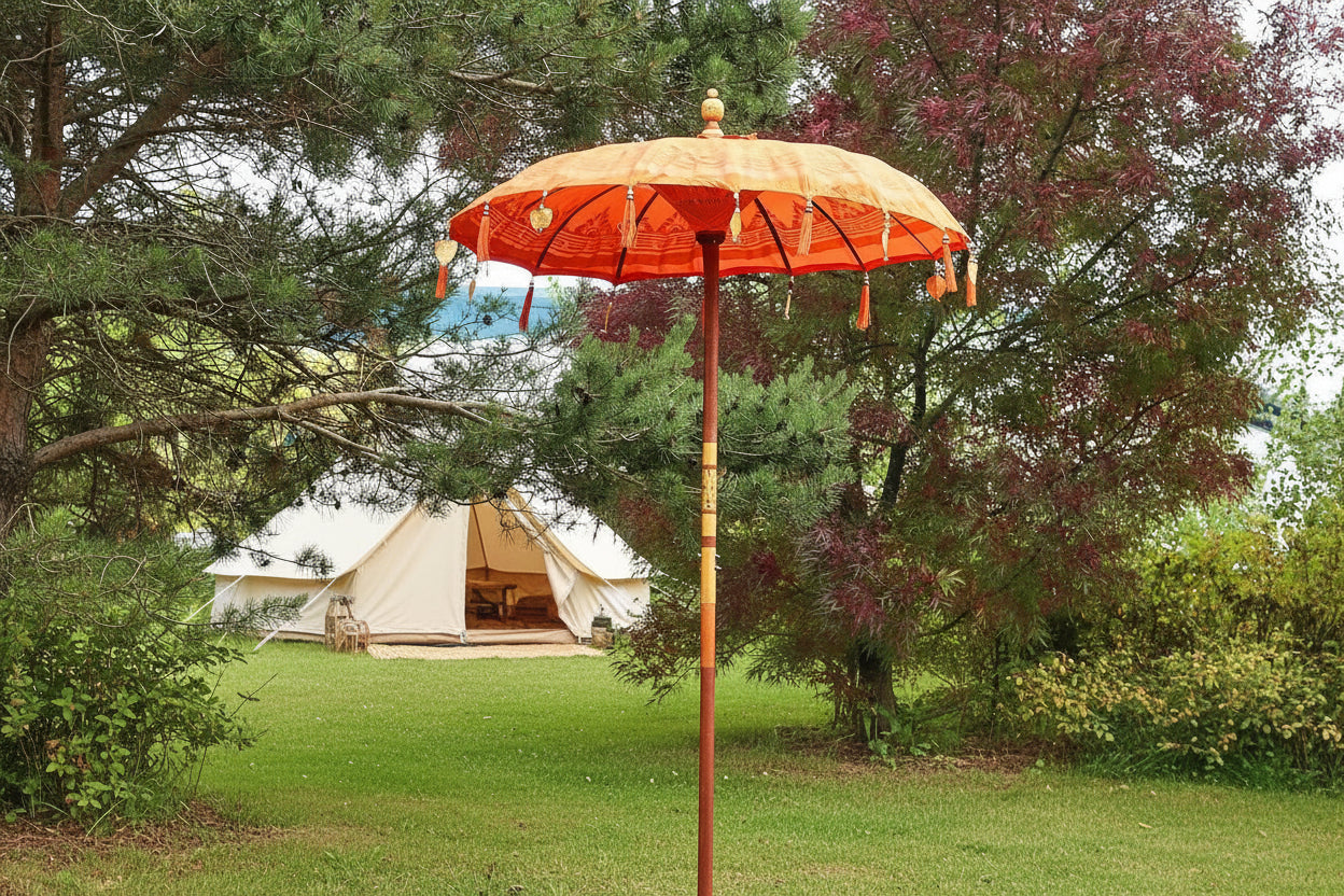 Parasol Patio Bali - Canfas - Addurn Naturiol - 1.5m - [Pebyll Cloch]