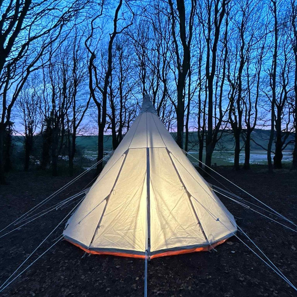 5m Tipi Tent Fireproof With Stove Hole & Flap - Bell Tent Sussex