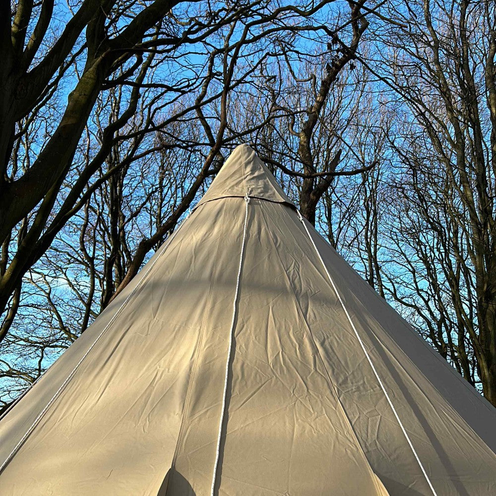 5m Tipi Tent Fireproof With Stove Hole & Flap - Bell Tent Sussex
