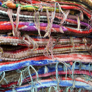 Indian Velvet Rag Rug - Large - Bell Tent Sussex