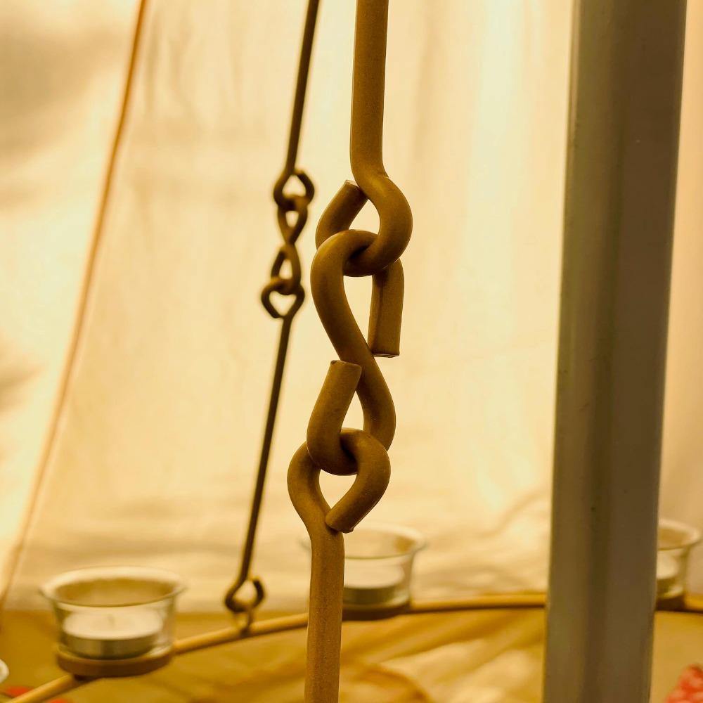 Tea Light Candle Chandelier Double Tier - Gold - Bell Tent Sussex