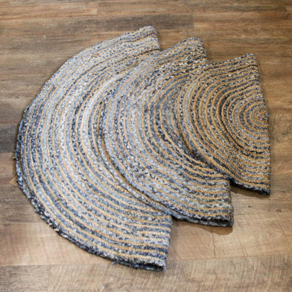 Round Jute and Recycled Soft Denim Rugs - Bell Tent Sussex