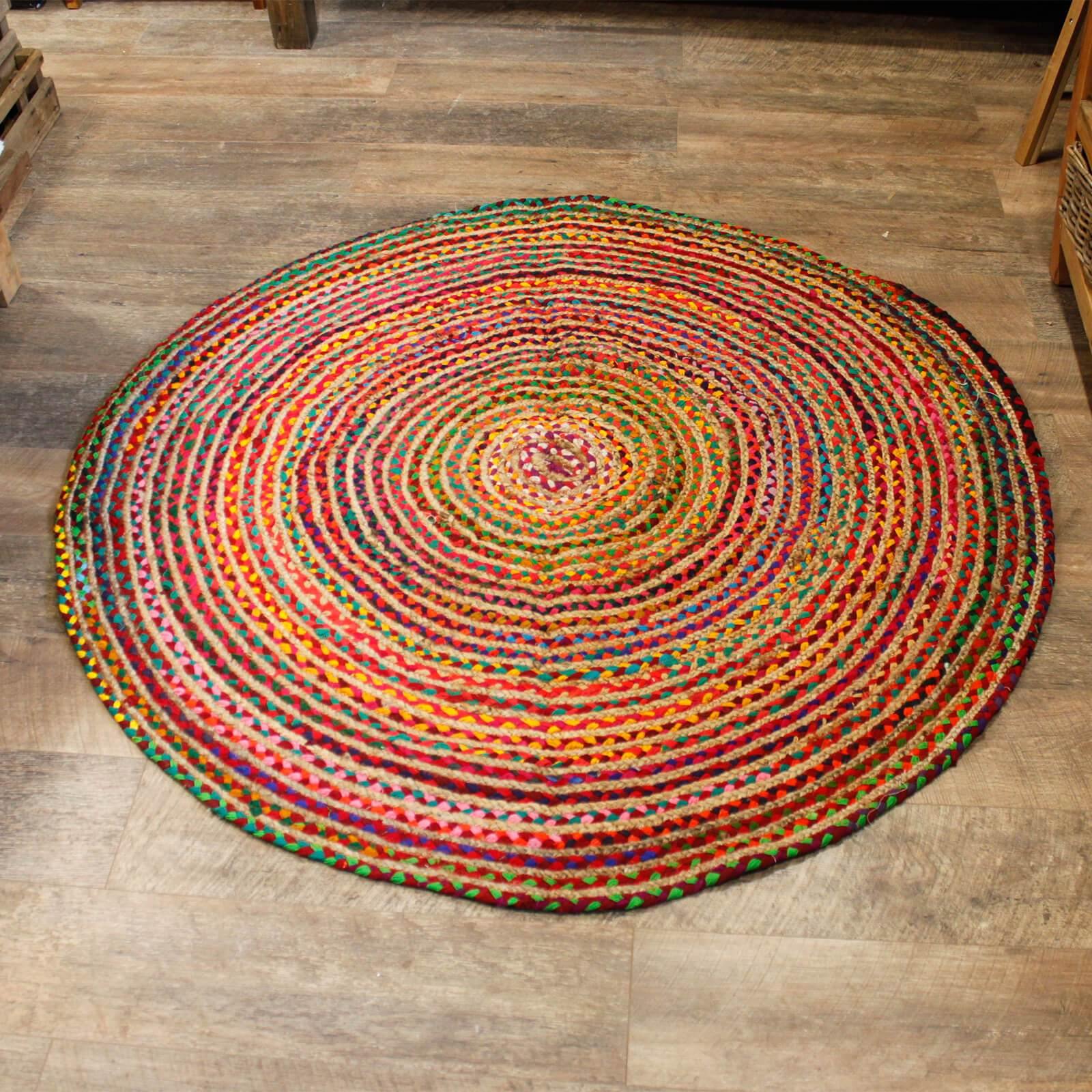 Round Jute and Recycled Soft Cotton Rugs - Bell Tent Sussex