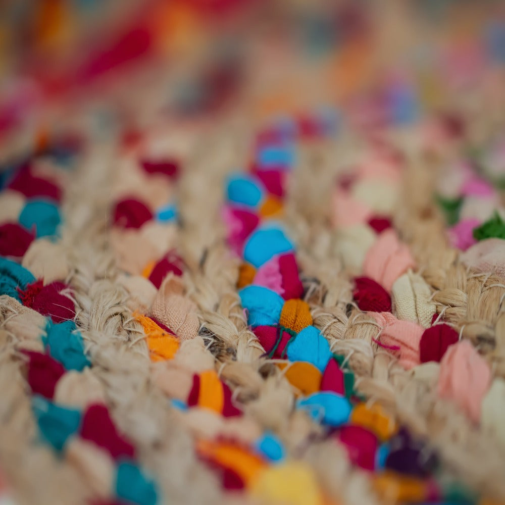 Round Jute and Recycled Soft Cotton Rugs - Bell Tent Sussex