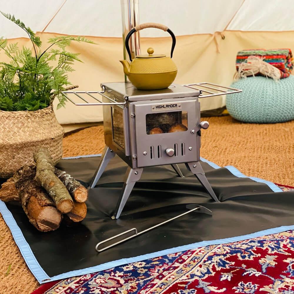 stoves for bell tents Highlander 304 Plus Stove with Water Heater and Free Bag - Premium Tent Stove Bundle, NO / YES - Exceptional Bell Tent Sussex
