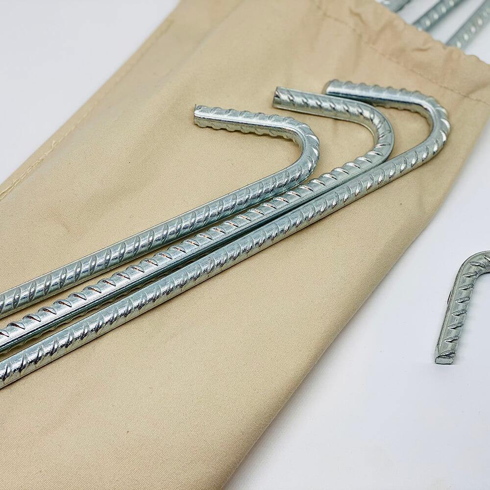 Heavy Duty Ribbed Steel Tent Pegs and Canvas Bag Set - Bell Tent Sussex