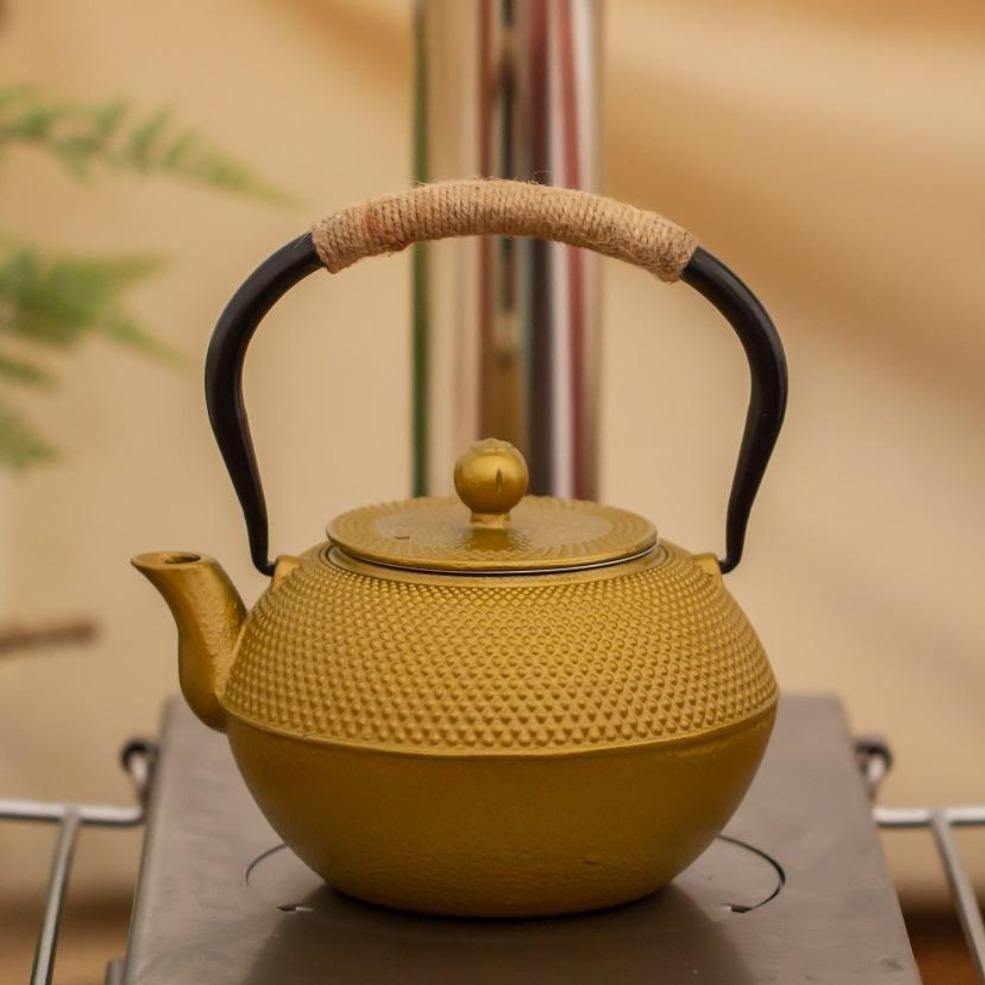 Cast Iron Tea Pots Gold - Bell Tent Sussex