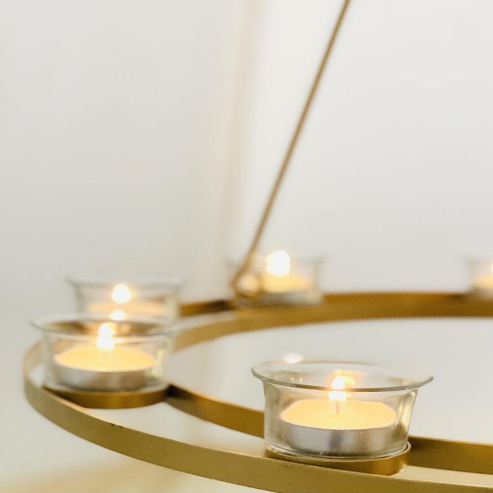 Tea Light Candle Chandelier Single Tier - Gold - Bell Tent Sussex